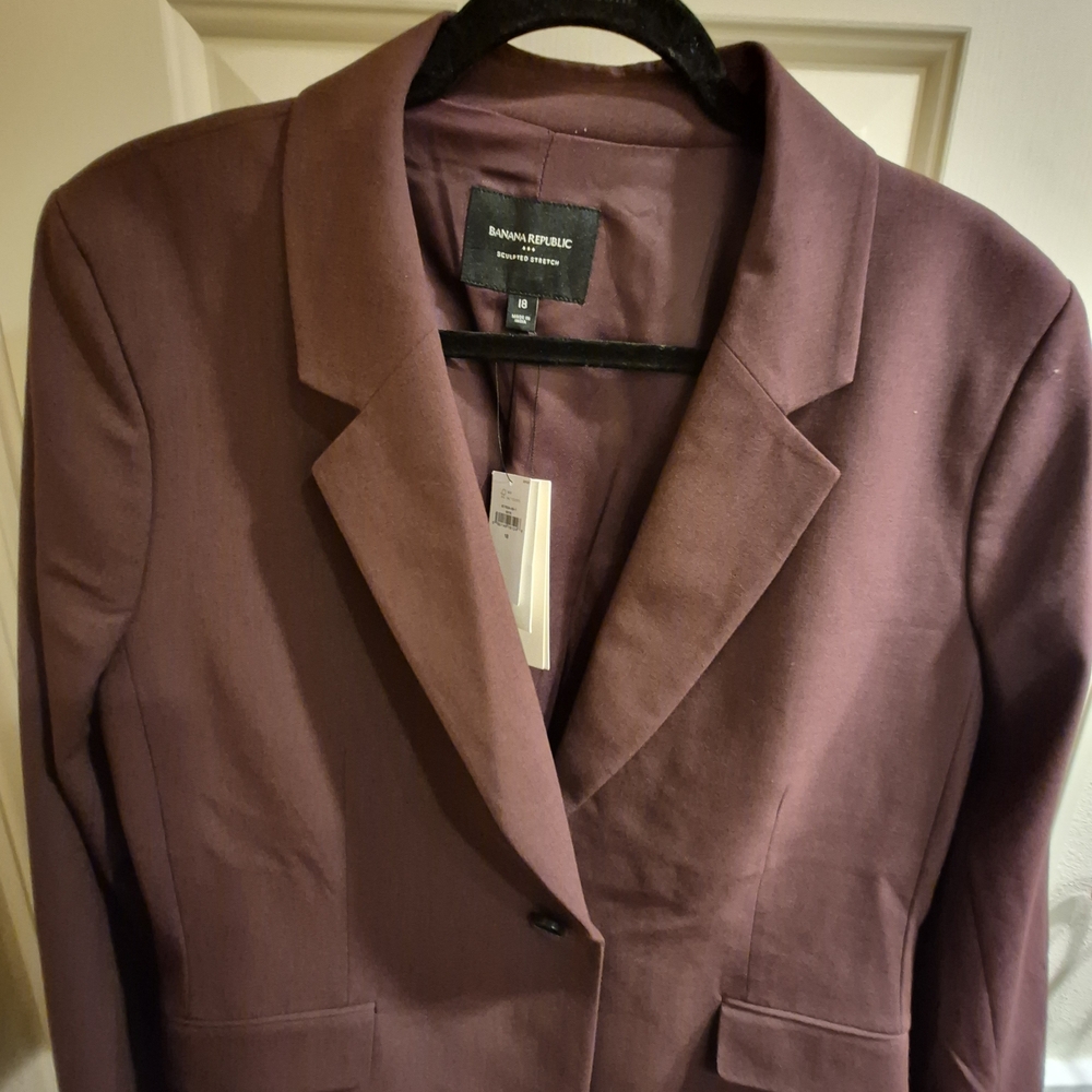 NEW Banana Republic Women's Plum Single-Button Notched Lapel Blazer